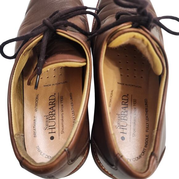 Samuel Hubbard Mens Founder Oxford Size 9.5 W Cognac Leather Vibram Comfort Lace - Picture 9 of 13